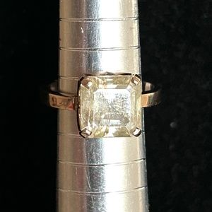 Genuine 4.8 CTs Off White Diamond Ring Asscher Cut 925 Sterling Silver